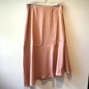 Asymmetrical Hem Satin Skirt with Slit